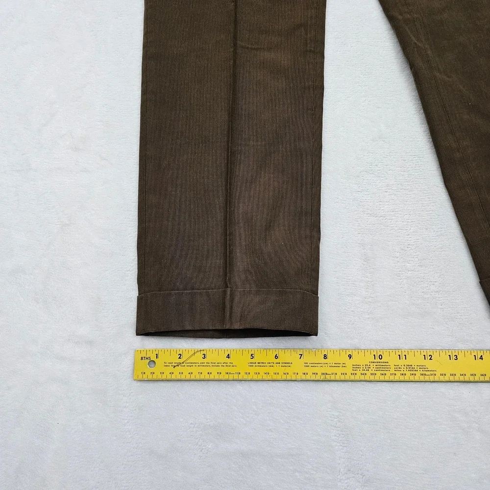 Luciano Barbera Trousers Pants Mens 52 34x29 Brown Cotton Cuffed Italy Preppy